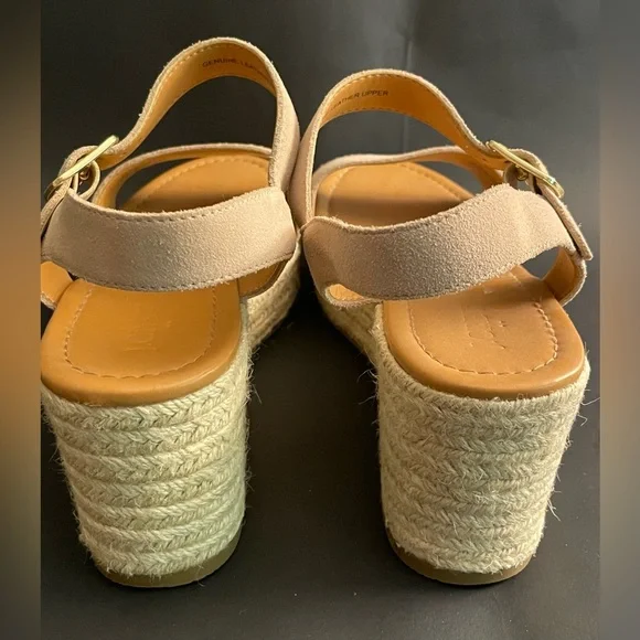 Women’s J CREW Strappy Canvas Espadrille Wedges Size 10 Beige Taupe Tan NWOT - Picture 3 of 8